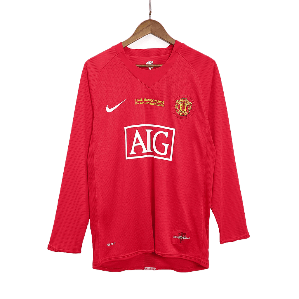 Retro Manchester United UCL Final Home Long Sleeve Jersey 2007/08